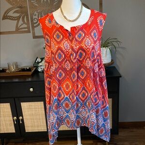 ✨SPECIAL OFFER✨Dana Buchman Orange and Blue Asymmetrical Tunic Size XL